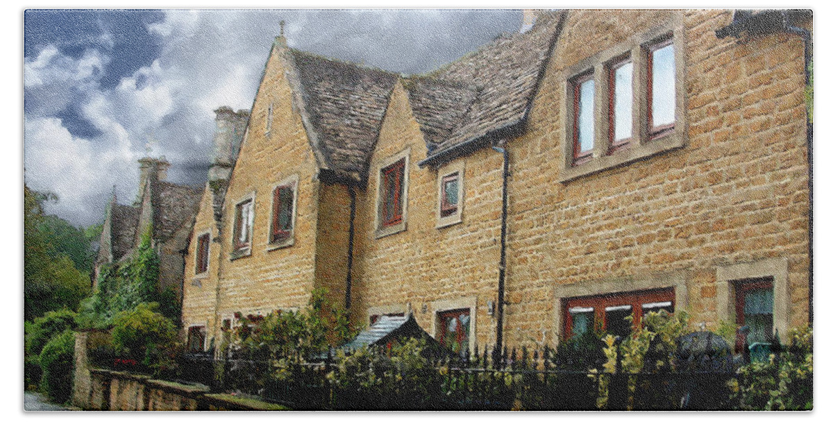 Bourton-on-the-water Beach Towel featuring the photograph Bourton Row Houses by Brian Watt