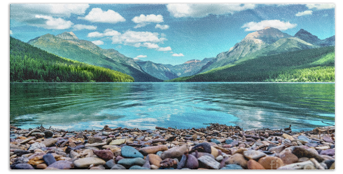 Reflection Beach Towel featuring the photograph Bowman Lake by Tom Watkins PVminer pixs