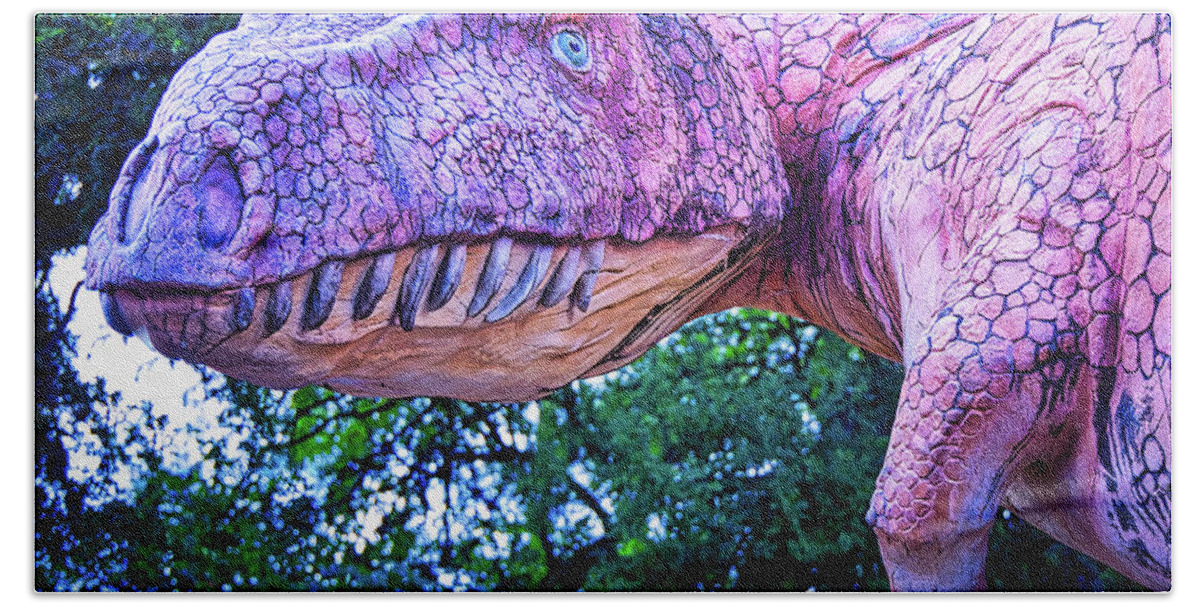 Dinosaur Beach Towel featuring the digital art Braiden's Dinosaur by Rene Vasquez