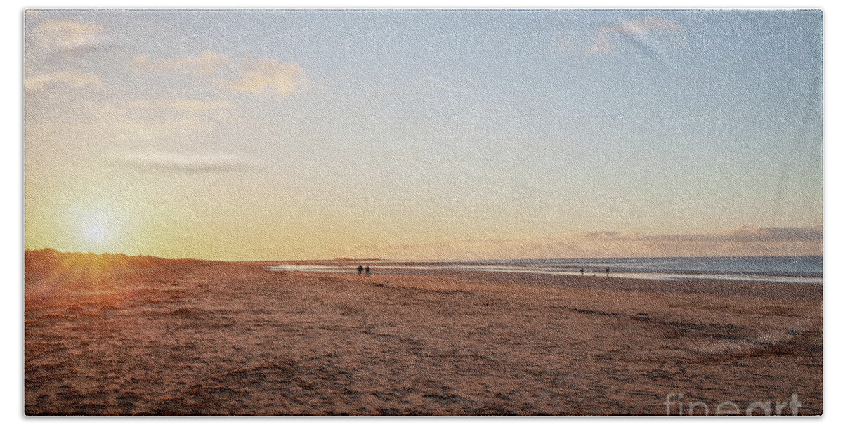 Brancaster Beach Towel featuring the photograph Brancaster Beach North Norfolk at sunset by Simon Bratt