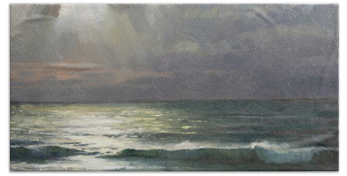Ocean Beach Towel featuring the painting Breakthrough by Steve Henderson