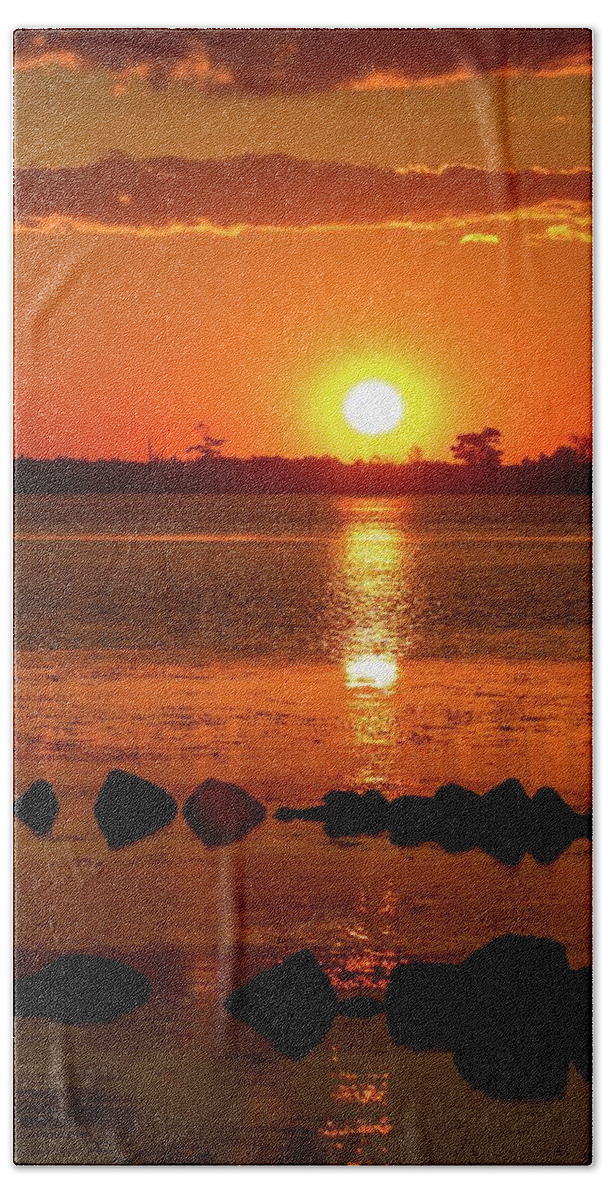 Breakwaters Beach Towel featuring the photograph Breakwater Sunset by Liza Eckardt