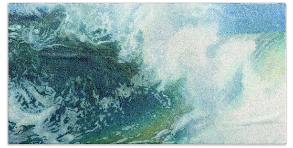Wave Beach Towel featuring the painting Breathtaking Kai Mana by Sandy Haight