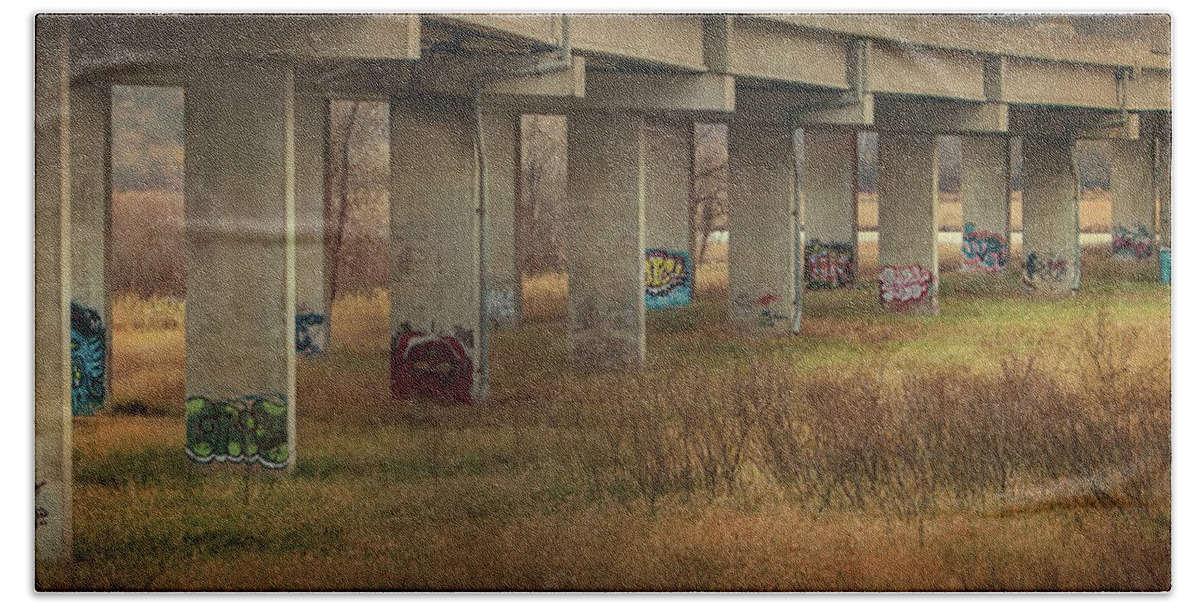 Urban Beach Sheet featuring the photograph Bridge Graffiti by Patti Deters