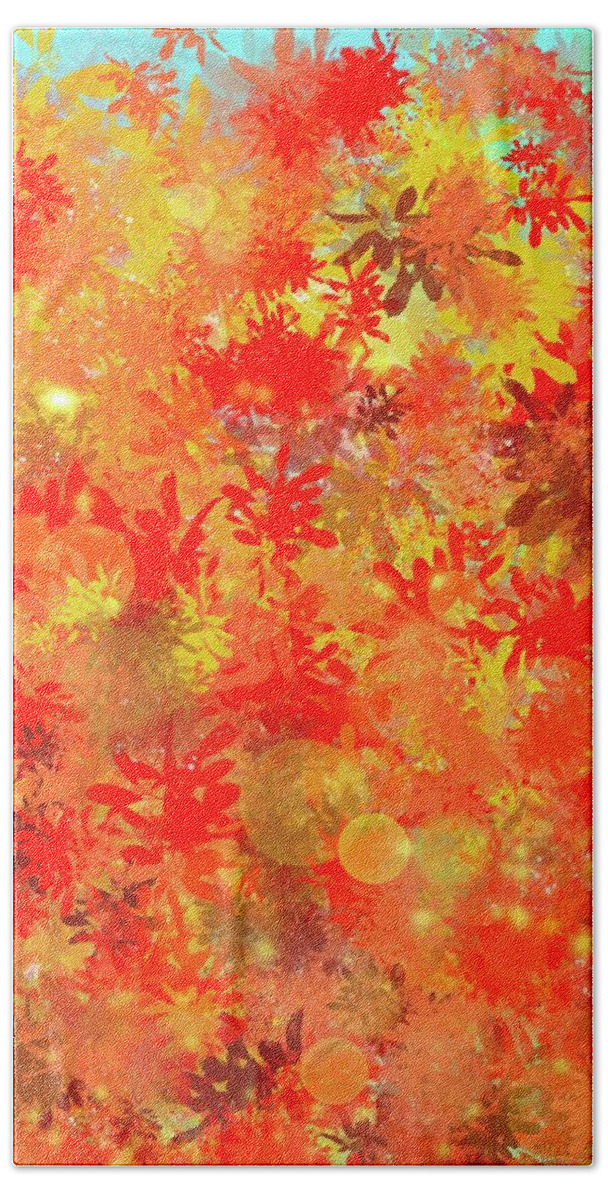Bright Beach Towel featuring the digital art Bright Autumn Day Abstract by Eileen Backman