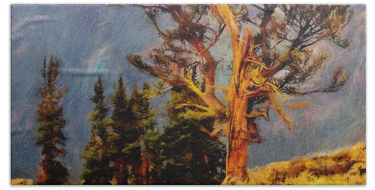 Bristlecone Pine Beach Towel featuring the digital art Bristlecone Pine - Ancient Tree by Russ Harris