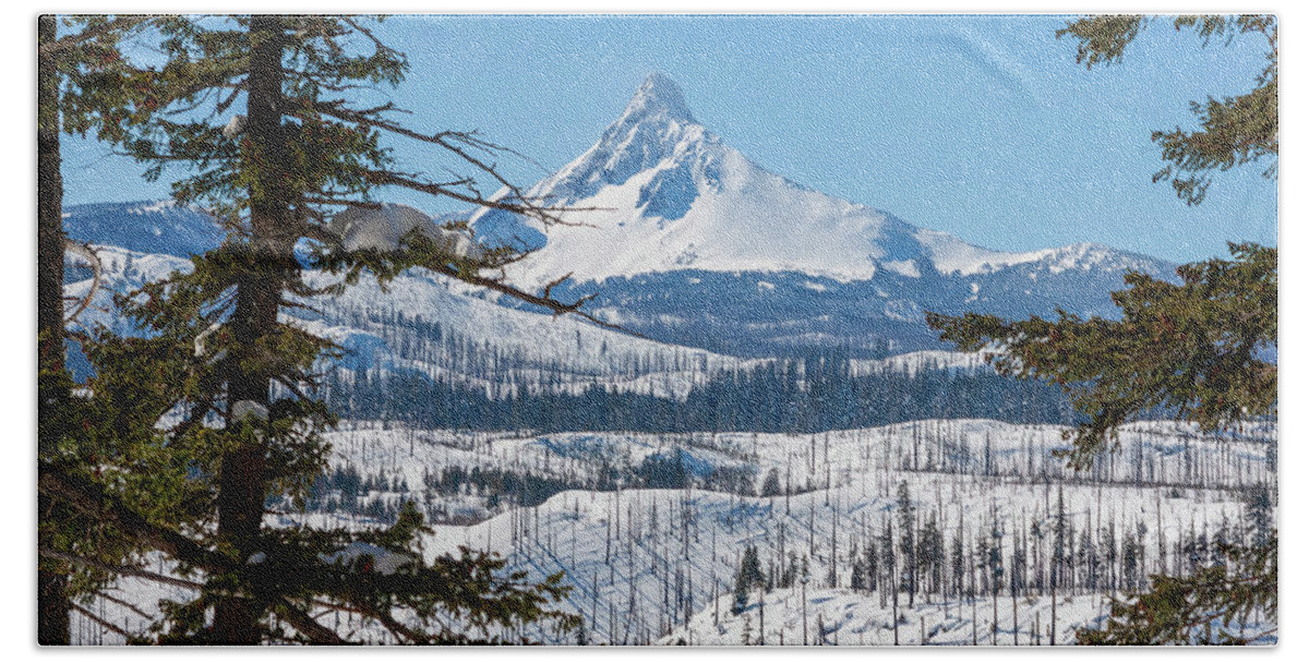 Broken Top Beach Towel featuring the photograph Broken Top Sister Mountain, Oregon, Winter by Tatiana Travelways
