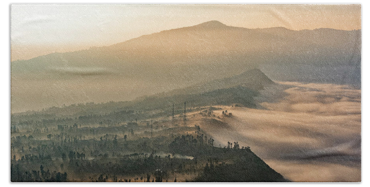 Indonesia Beach Towel featuring the photograph Bromo National Park by Manjik Pictures