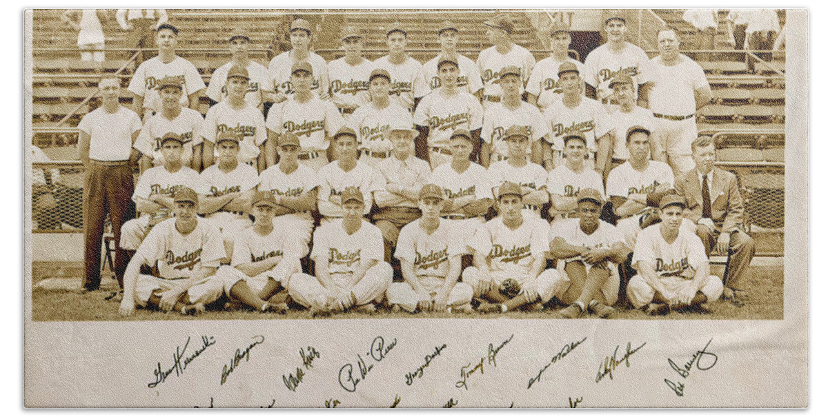 Brooklyn Dodgers Baseball Team Beach Sheet featuring the photograph Brooklyn Dodgers Baseball Team by Bellesouth Studio