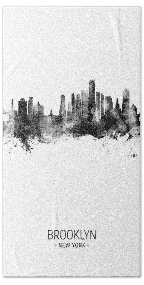 Brooklyn Beach Towel featuring the digital art Brooklyn New York Skyline #78 by Michael Tompsett