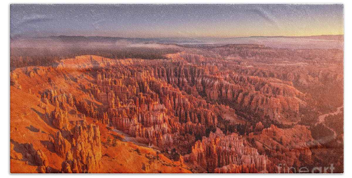 Bryce Canyon National Park Beach Towel featuring the photograph Bryce Canyon amphitheatre at sunrise Utah by Neale And Judith Clark