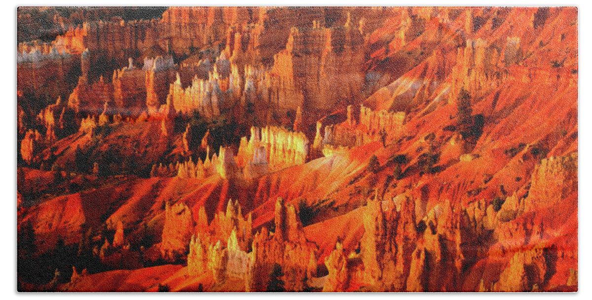Bryce Canyon Beach Towel featuring the photograph Fire Dance - Bryce Canyon National Park. Utah by Earth And Spirit