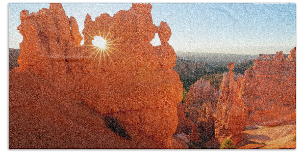 Bryce Canyon Beach Towel featuring the photograph Bryce Canyon Sunburst by Aaron Spong