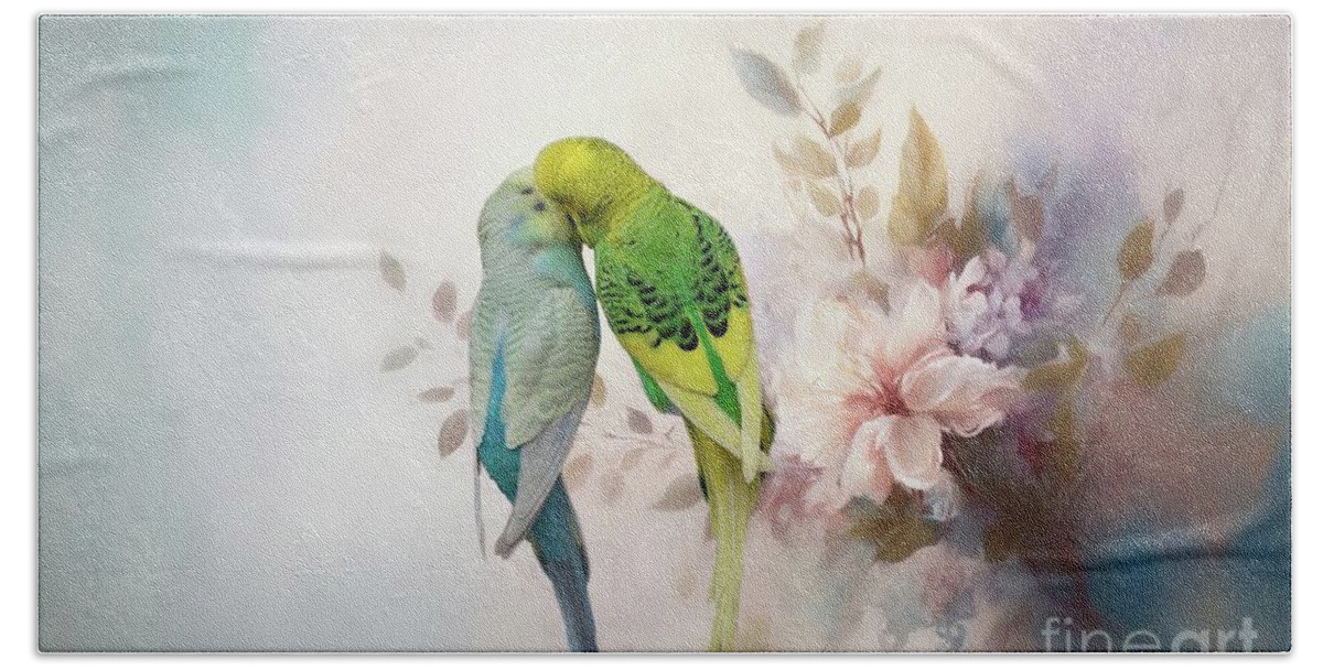 Budgies Beach Sheet featuring the photograph Budgies Love by Eva Lechner