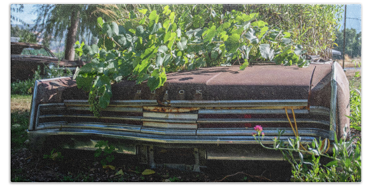 Buick Beach Towel featuring the photograph Buick planter by Bryan Xavier