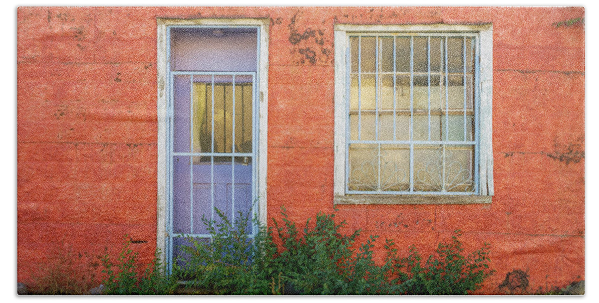 New Mexico Beach Towel featuring the photograph Building Facade Ranchos de Taos NM Color by David Gordon