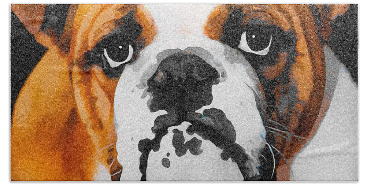 French Bulldog Beach Towel featuring the mixed media Bull Love by Marvin Blaine