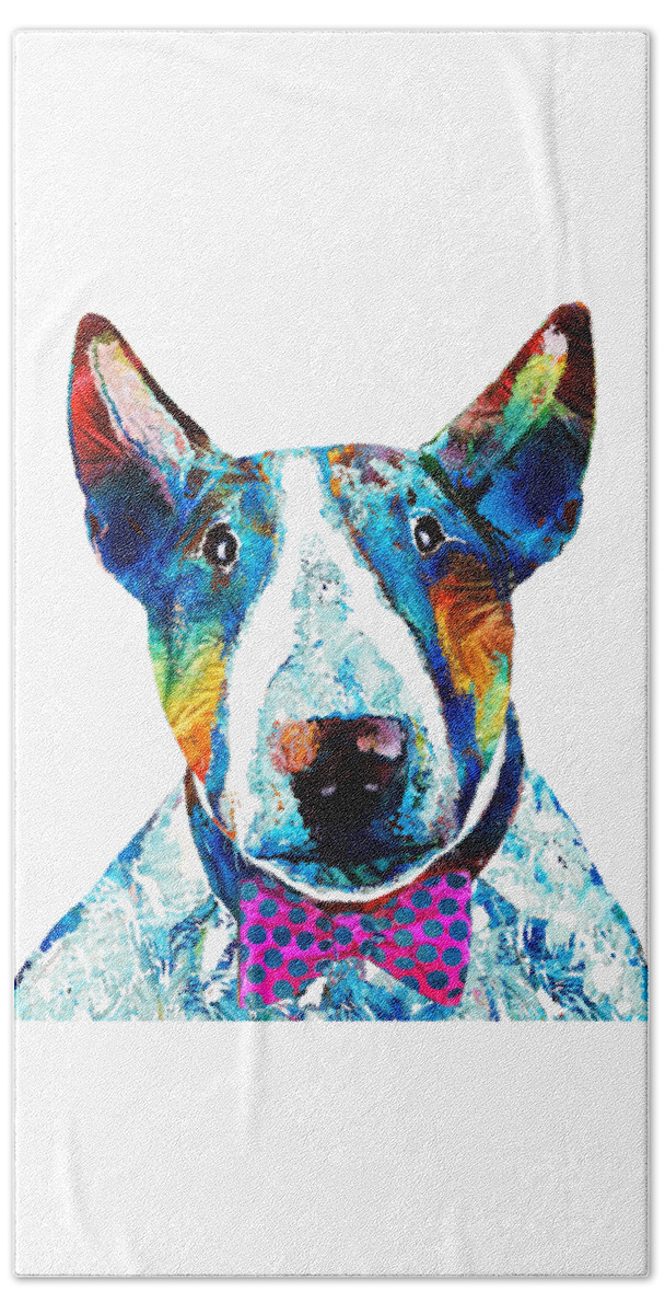 Bull Terrier Beach Towel featuring the painting Bull Terrier Art - Party Animal - Sharon Cummings by Sharon Cummings