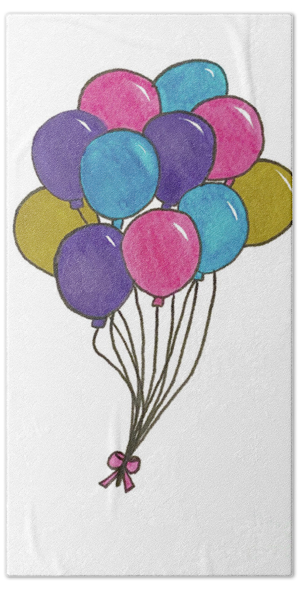 Balloons Beach Towel featuring the mixed media Bunch of Balloons by Lisa Neuman