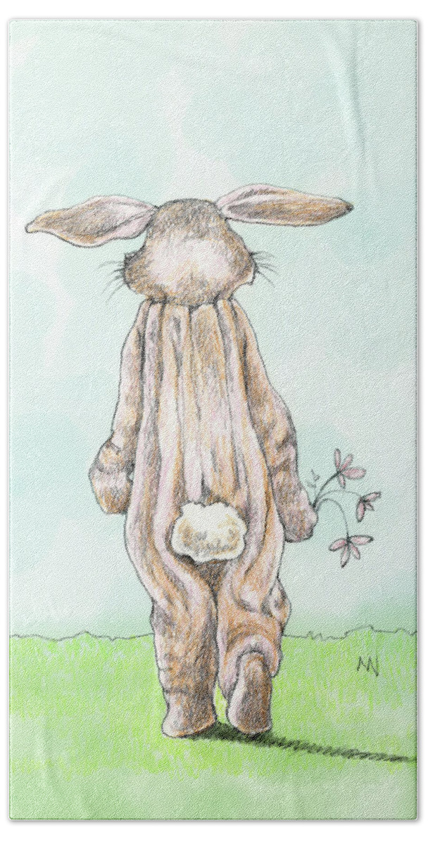Easter Beach Towel featuring the mixed media Bunny Suit by AnneMarie Welsh