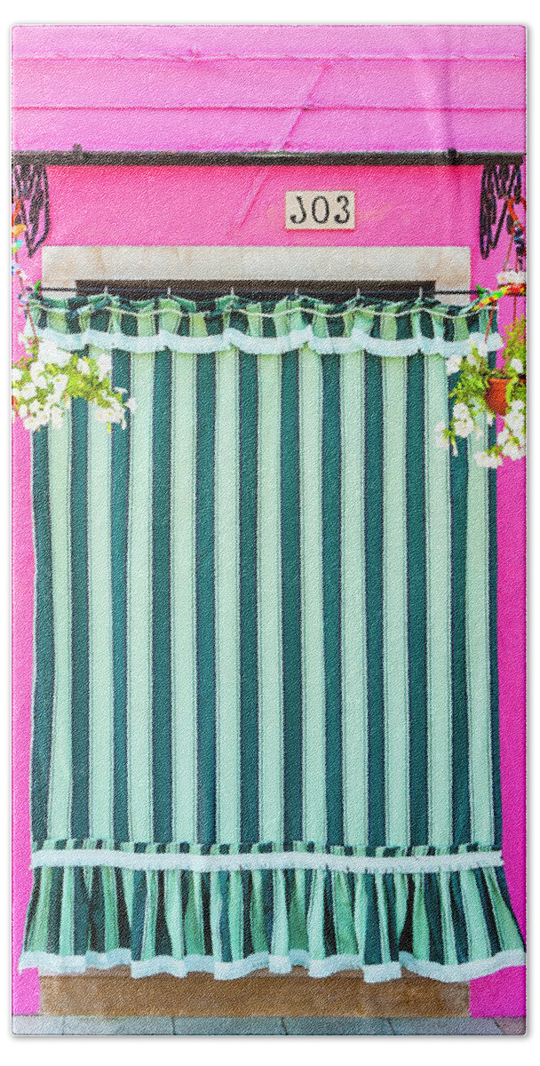 Italy Photography Beach Towel featuring the photograph Burano Pink by Marla Brown
