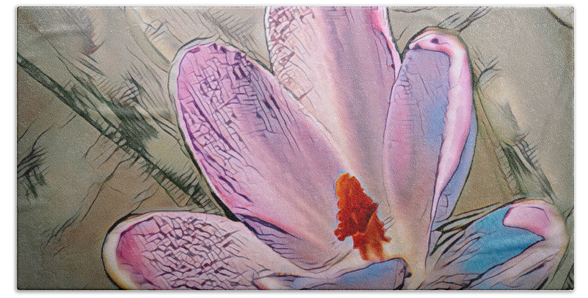 Abstract Beach Towel featuring the photograph Burnt Crocus by Robert Potts