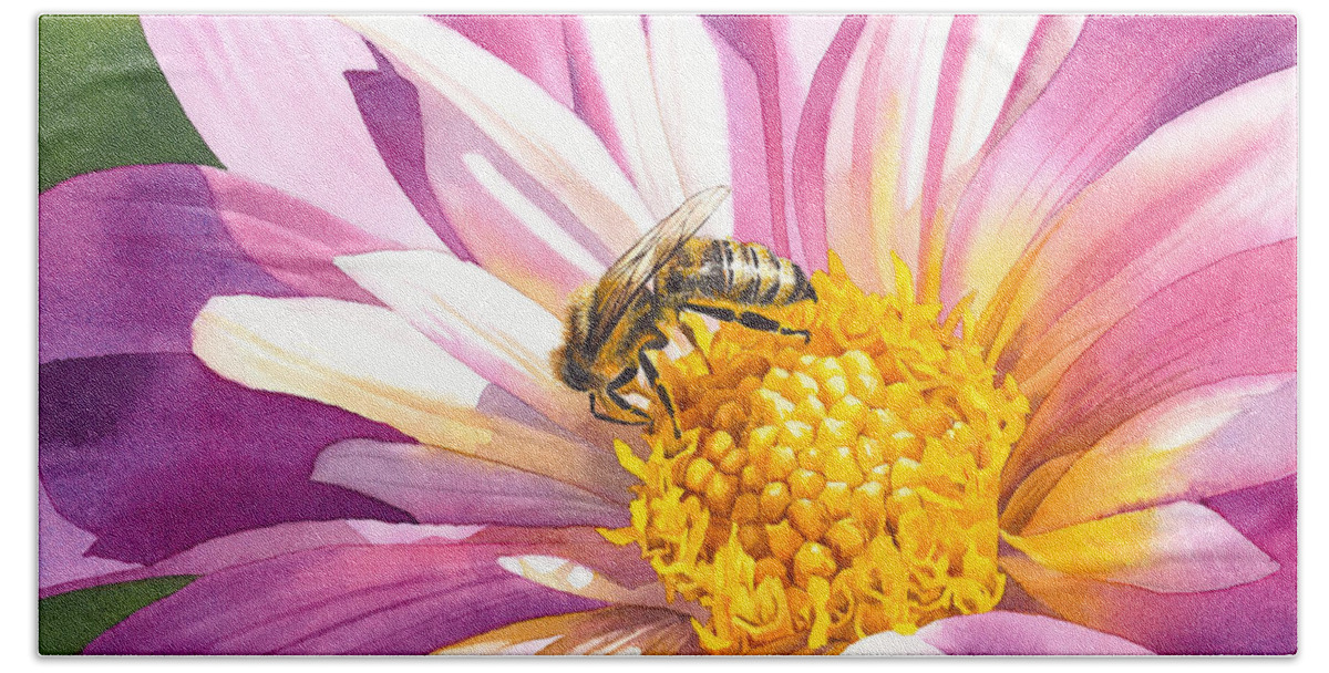 Bee Beach Towel featuring the painting Busy Bee by Espero Art
