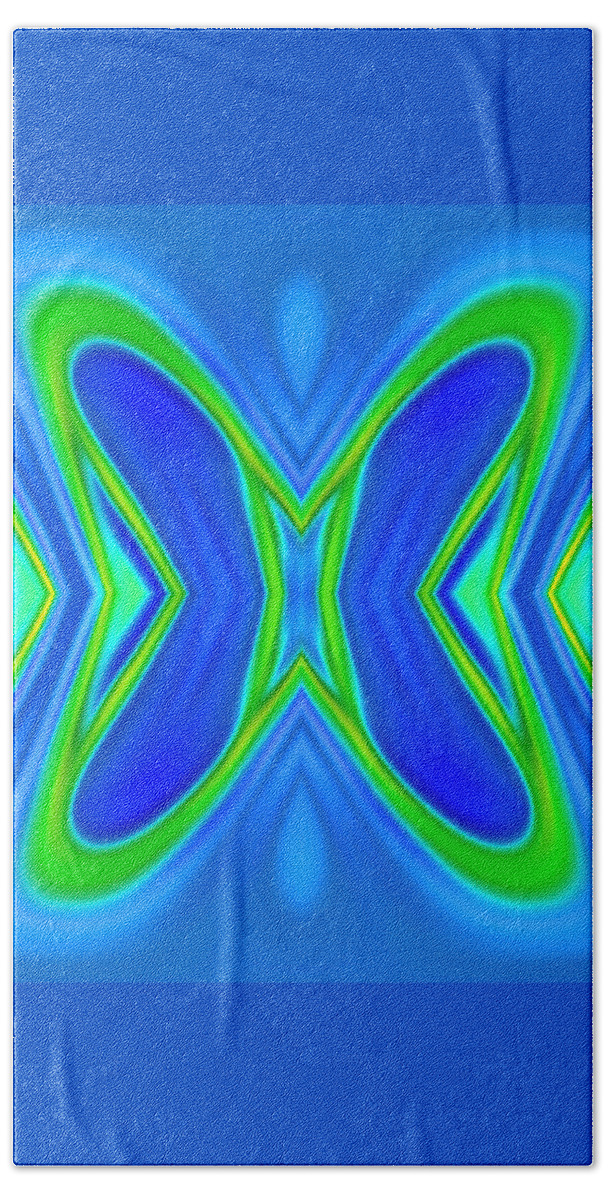 Abstract Art Beach Towel featuring the digital art Butterfly Abstract Blue by Ronald Mills