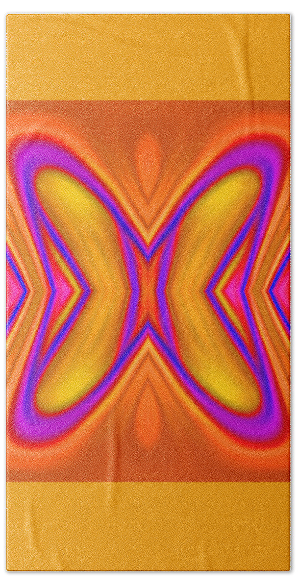 Abstract Art Beach Towel featuring the digital art Butterfly Abstract Mango by Ronald Mills