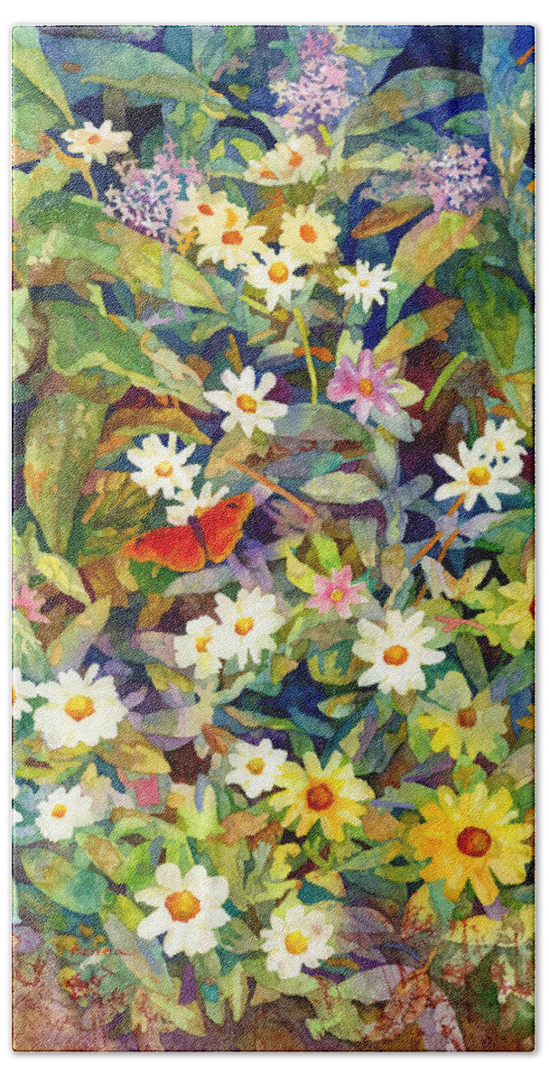 Flowers Beach Towel featuring the painting Butterfly Garden by Hailey E Herrera