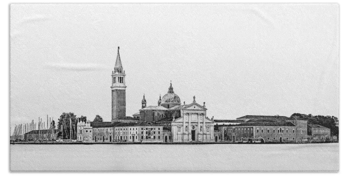Creative Photography Beach Towel featuring the photograph BW View of San Giorgio Maggiore by David Downs