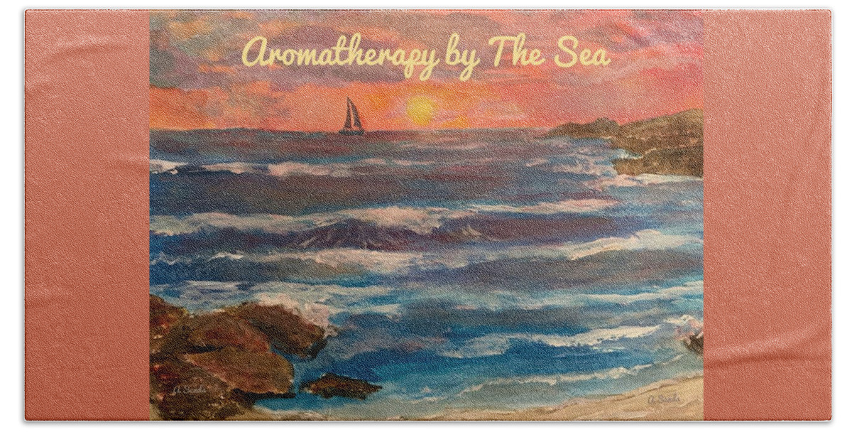 Sea Beach Towel featuring the painting By The Sea by Anne Sands