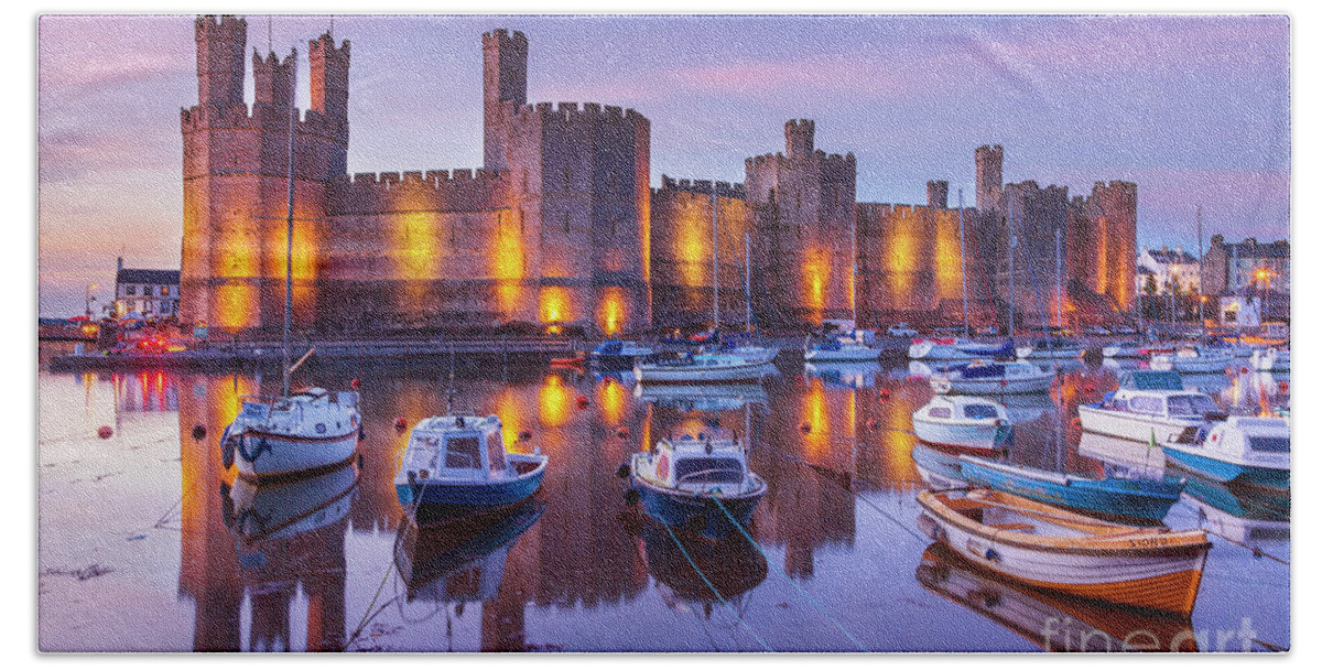Welsh Castle Beach Towel featuring the photograph Caernarfon Castle, North Wales by Neale And Judith Clark