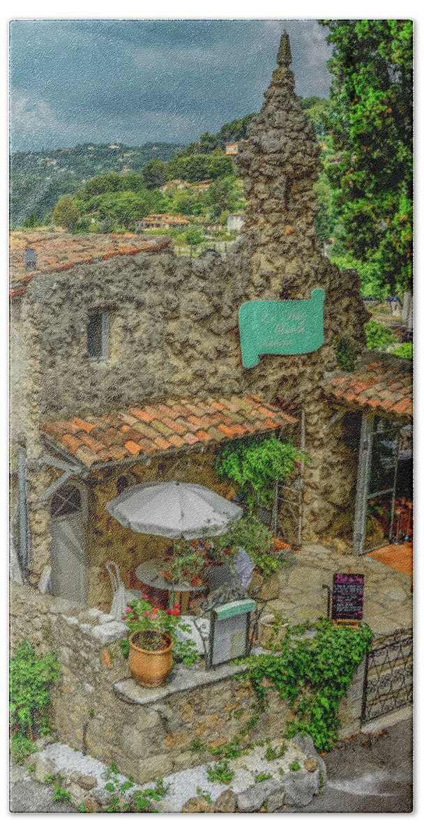 France Beach Towel featuring the photograph Cafe Les Baux-de-Provence by Marcy Wielfaert
