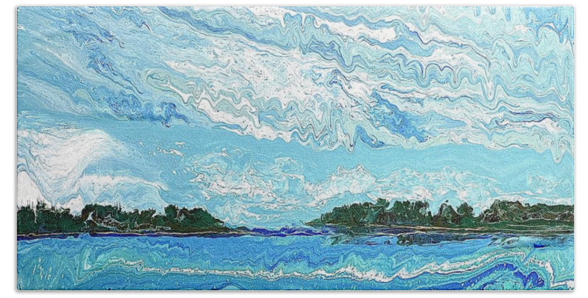 Seascape Beach Towel featuring the painting Calda Channel by Steve Shaw