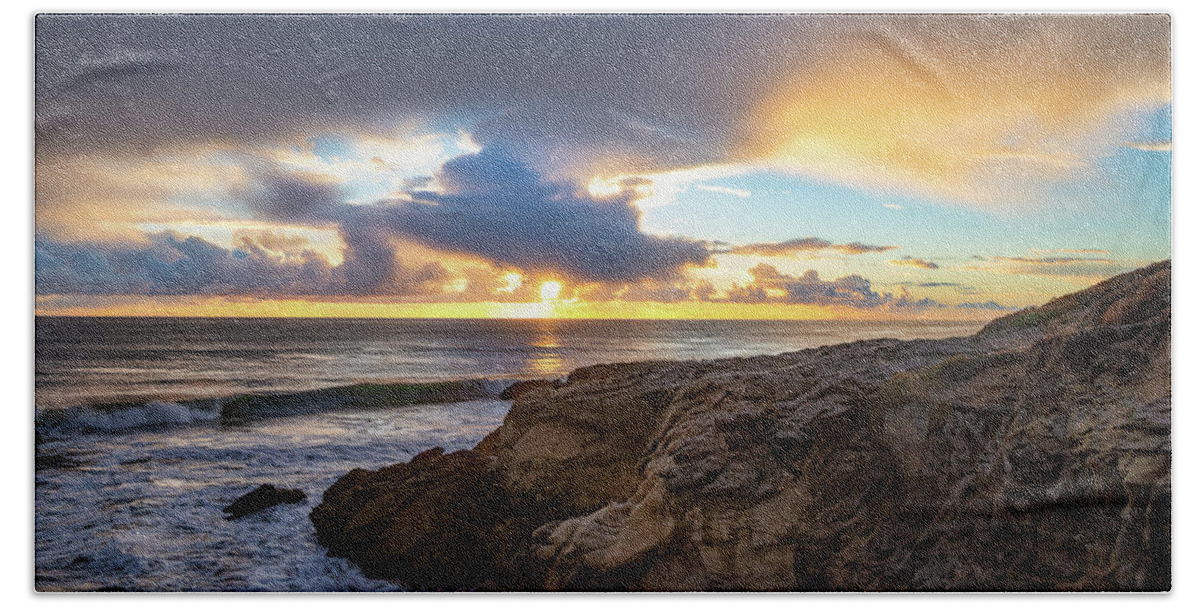 Malibu Beach Towel featuring the photograph California Sunset after the Storm by Matthew DeGrushe