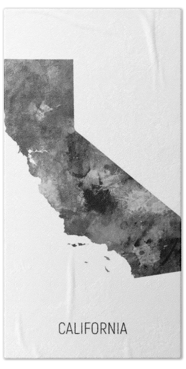 California Beach Towel featuring the digital art California Watercolor Map #34 by Michael Tompsett