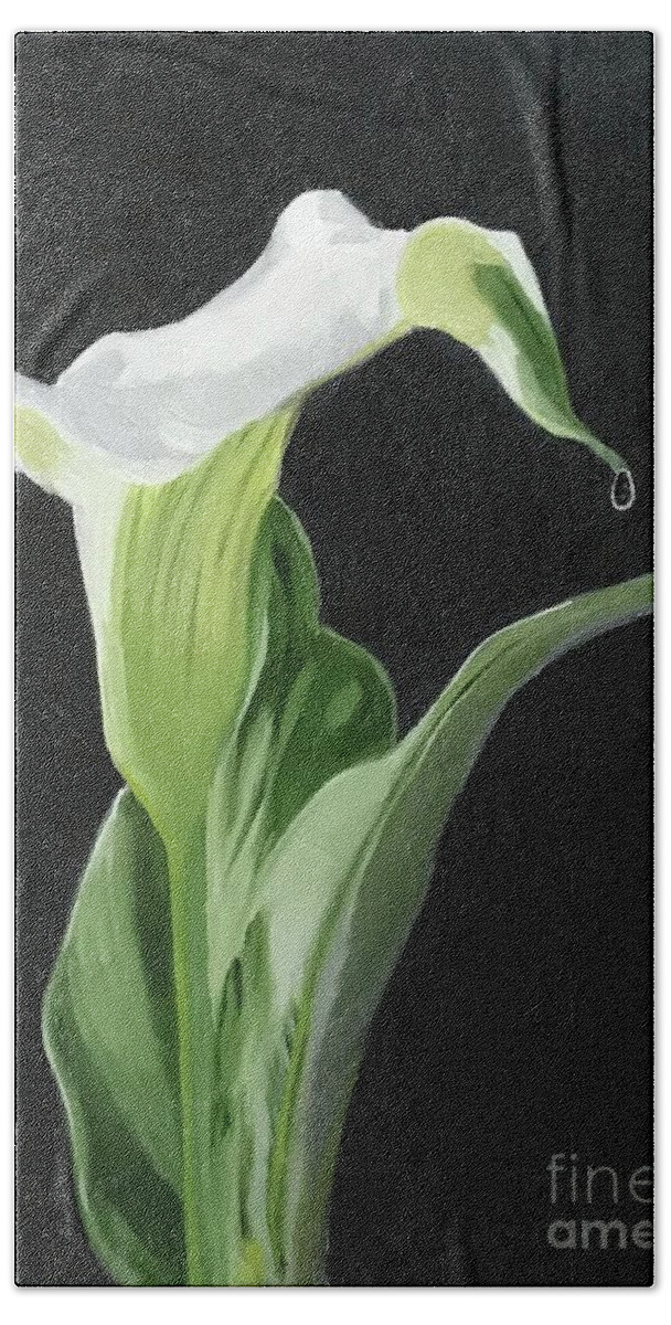 Original Art Work Beach Towel featuring the painting Calla Lily by Theresa Honeycheck