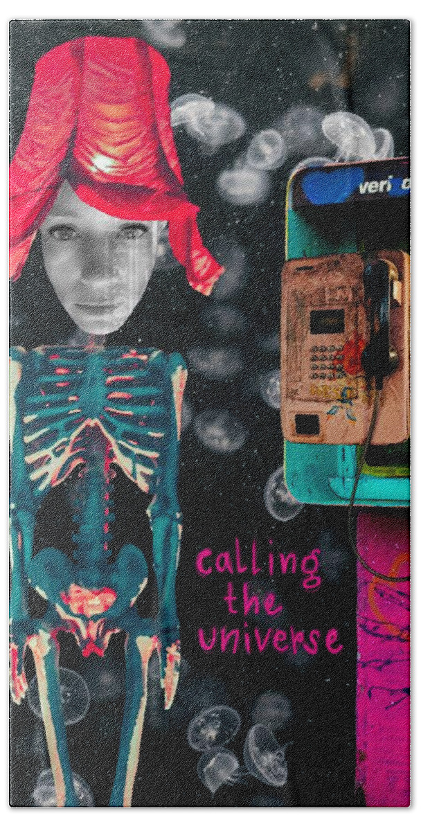 Collage Beach Towel featuring the digital art Calling the universe by Tanja Leuenberger