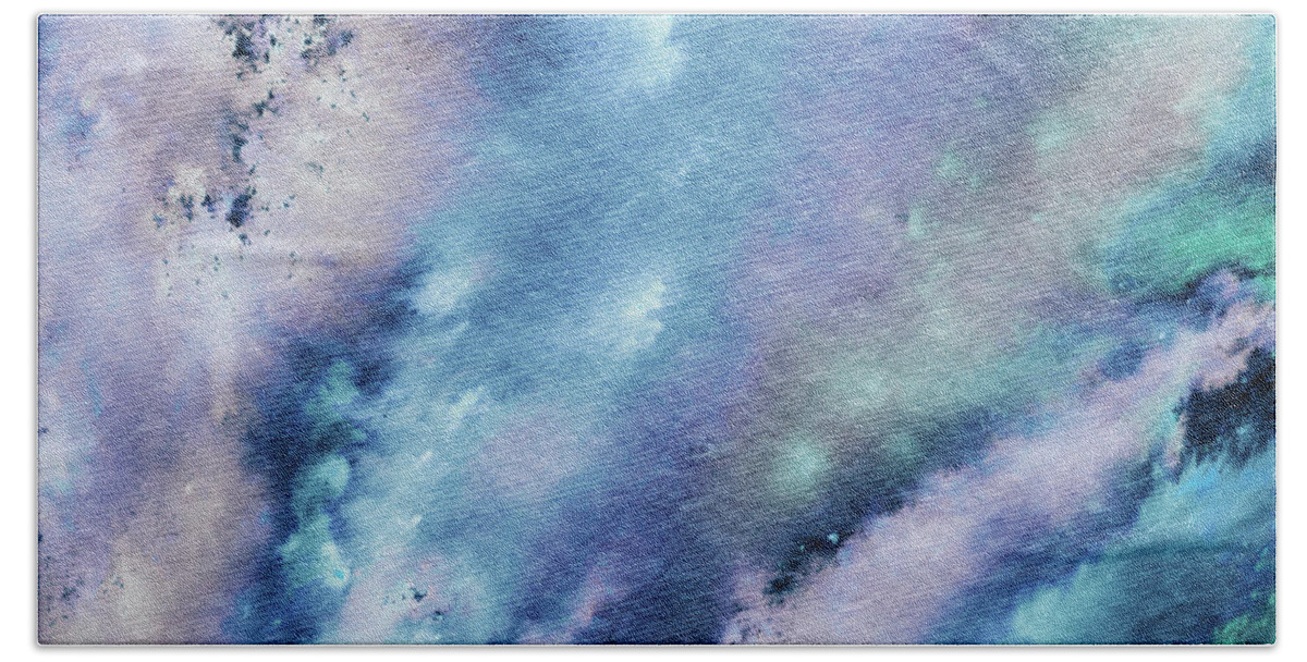 Abstract Watercolor Beach Towel featuring the painting Calm Cool Soft Blues Abstract Splash Of Watercolor by Irina Sztukowski