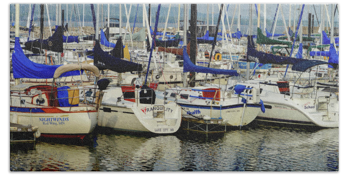 Lake City Marina Beach Towel featuring the photograph Calm Waters by Susie Loechler