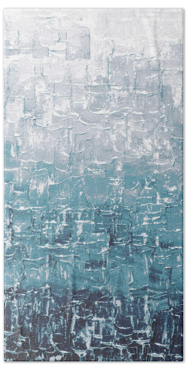 Calm Beach Towel featuring the painting Calming Blues by Linda Bailey