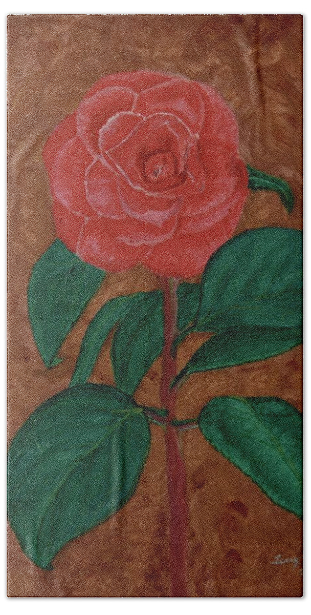 Flowers Beach Towel featuring the painting Camellia by Terry Frederick
