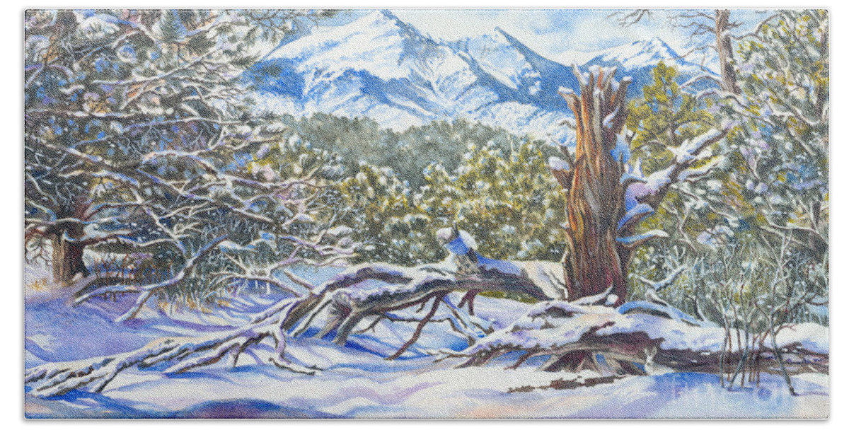 Sangre De Cristos Beach Towel featuring the painting Camouflage by Jill Westbrook