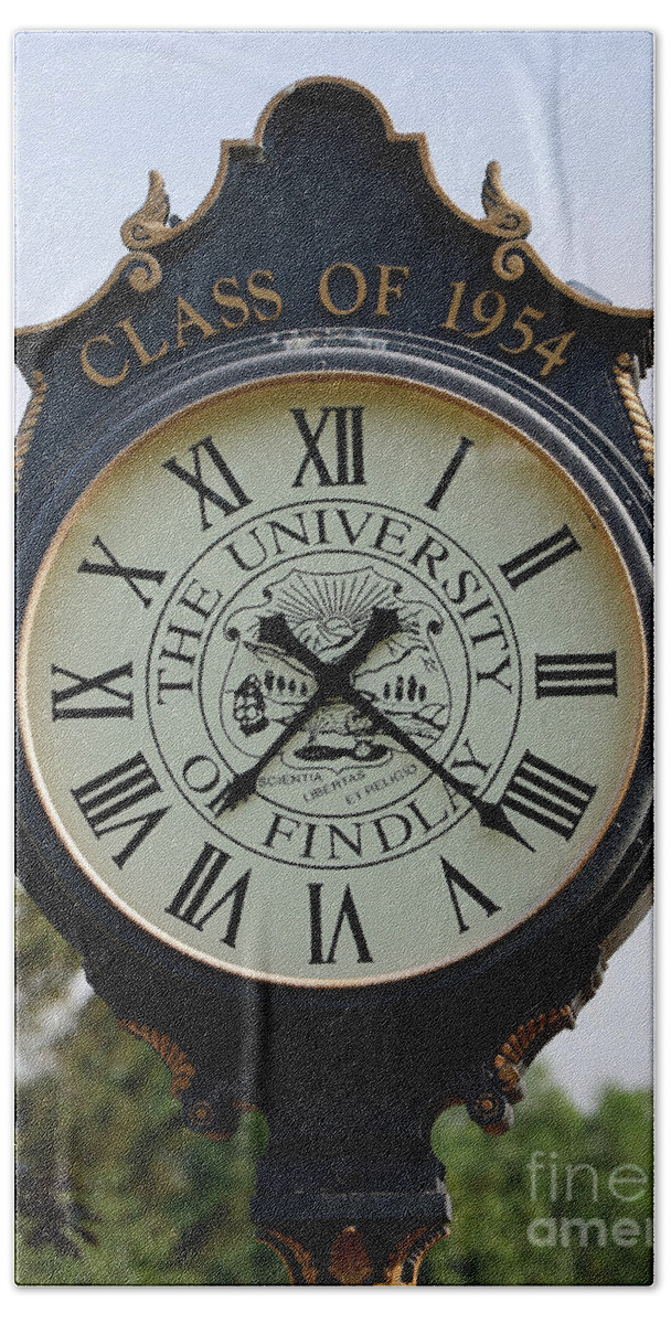 Clock Beach Towel featuring the photograph Campus Clock at the University of Findlay 2165 by Jack Schultz