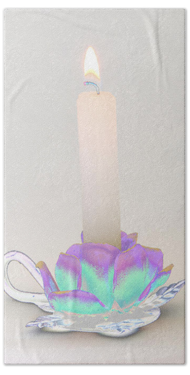 Candle Beach Towel featuring the photograph Candle in Holder by Kae Cheatham