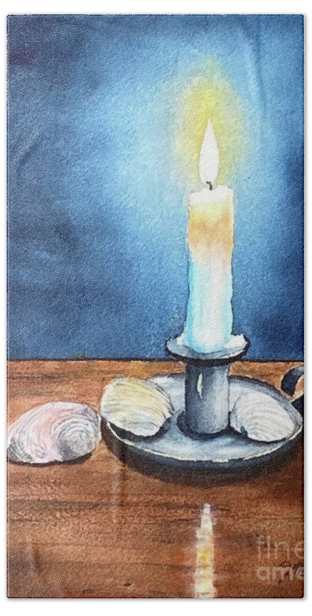 Candle Holder Beach Towel featuring the painting Candle's Glow by Joseph Burger