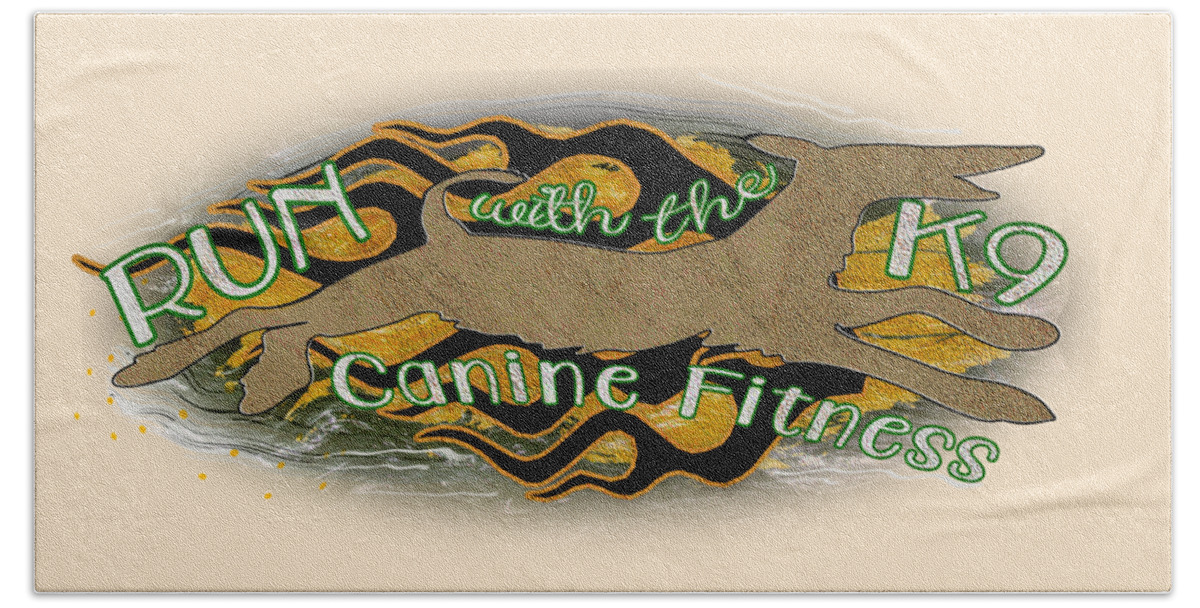 Canine Fitness Month Beach Towel featuring the digital art Canine Fitness Month K9 Day by Delynn Addams