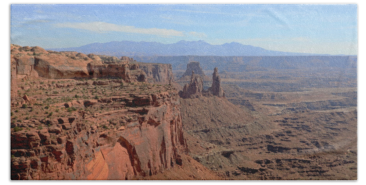 Canyonlands Beach Towel featuring the photograph Canyonlands N.P. - View from Mesa Arch by Richard Krebs