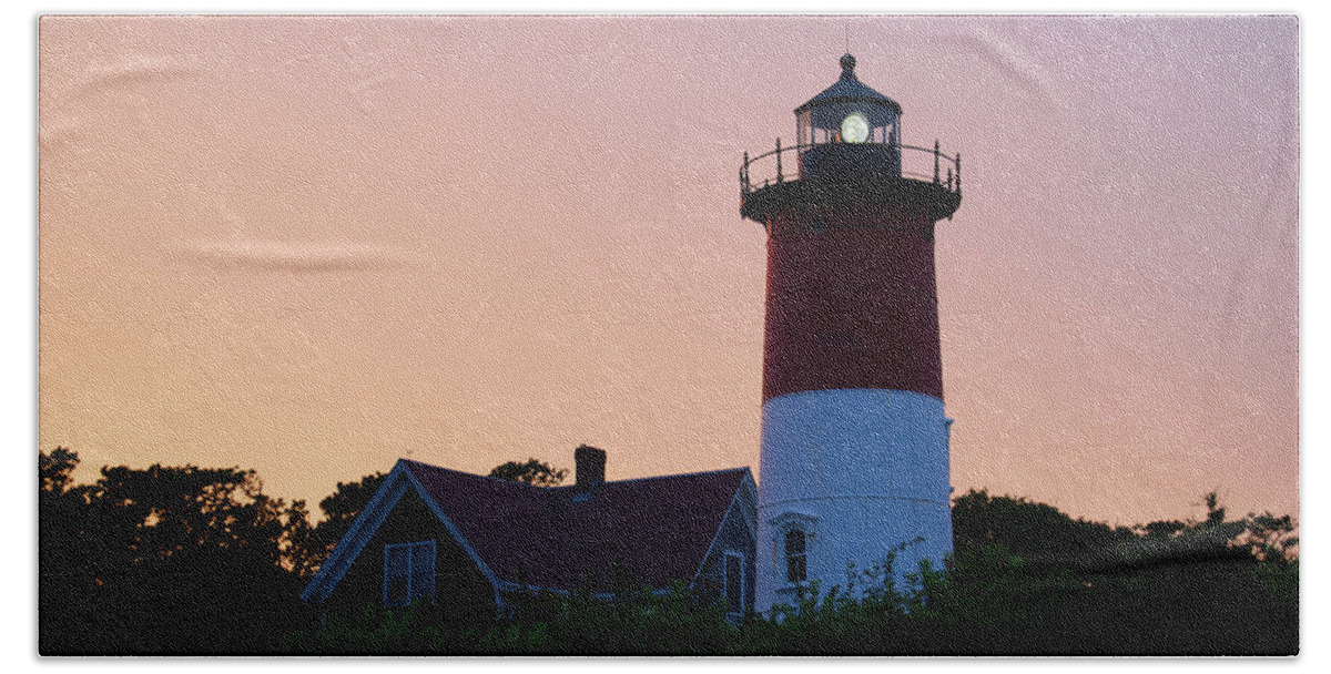 Cape Cod Beach Towel featuring the photograph Cape Cod Nausett Light at Dusk by Flinn Hackett